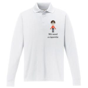 Mii Need A Cigarette Funny Performance Long Sleeve Polo