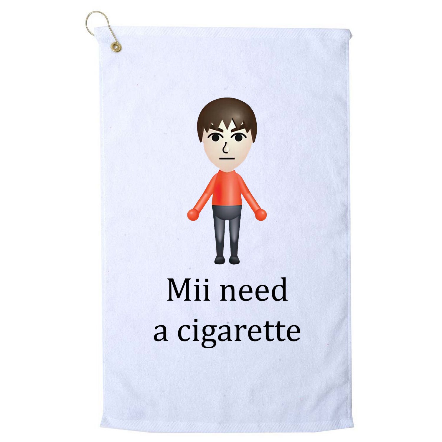 Mii Need A Cigarette Funny Golf Towel