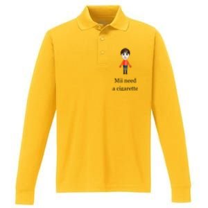 Mii Need A Cigarette Performance Long Sleeve Polo