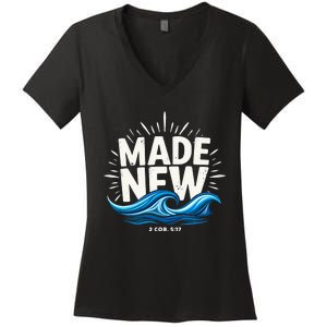 Made New Baptized Baptism Women's V-Neck T-Shirt