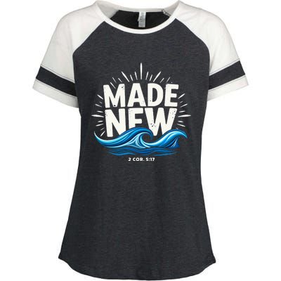 Made New Baptized Baptism Enza Ladies Jersey Colorblock Tee