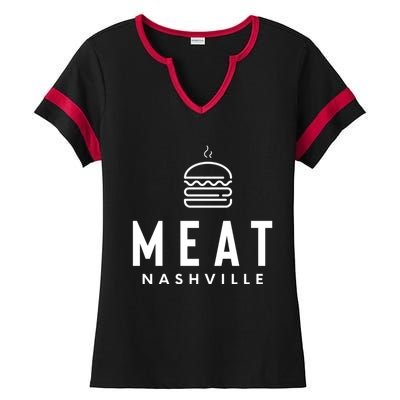 Meat Nashville Burger Grilling Ladies Halftime Notch Neck Tee