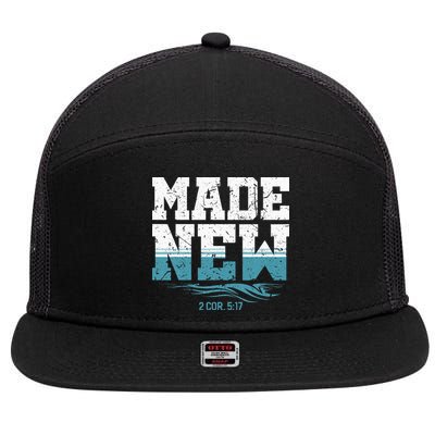 Made New Baptism Christian For  7 Panel Mesh Trucker Snapback Hat