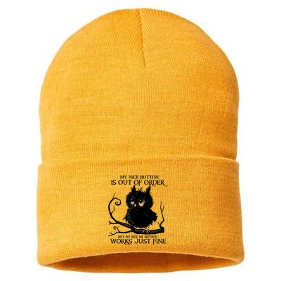 My Nice Button Is Out Of Order But My Bite Me Button Works Cool Gift Sustainable Knit Beanie
