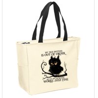 My Nice Button Is Out Of Order But My Bite Me Button Works Cool Gift Zip Tote Bag