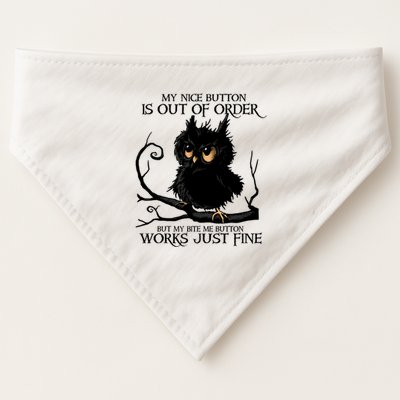 My Nice Button Is Out Of Order But My Bite Me Button Works Cool Gift USA-Made Doggie Bandana