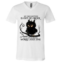 My Nice Button Is Out Of Order But My Bite Me Button Works Cool Gift V-Neck T-Shirt