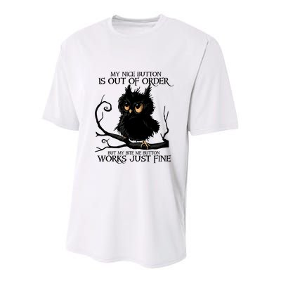 My Nice Button Is Out Of Order But My Bite Me Button Works Cool Gift Youth Performance Sprint T-Shirt