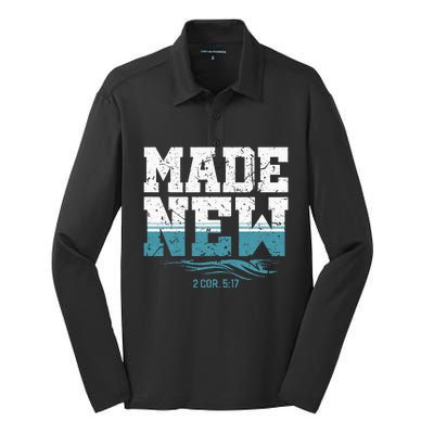 Made New Baptism Christian For Baptized Silk Touch Performance Long Sleeve Polo