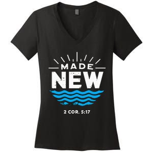 Made New Baptized For Adults Baptism Women's V-Neck T-Shirt