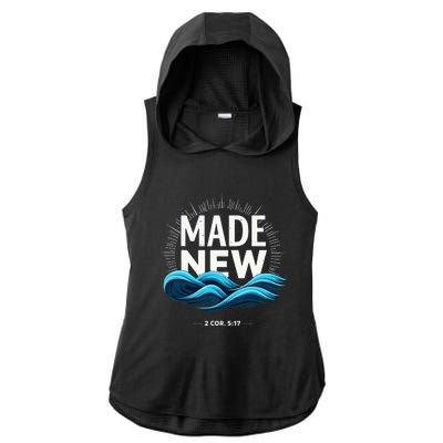 Made New Baptized Baptism Ladies PosiCharge Tri-Blend Wicking Draft Hoodie Tank