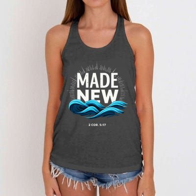 Made New Baptized Baptism Women's Knotted Racerback Tank