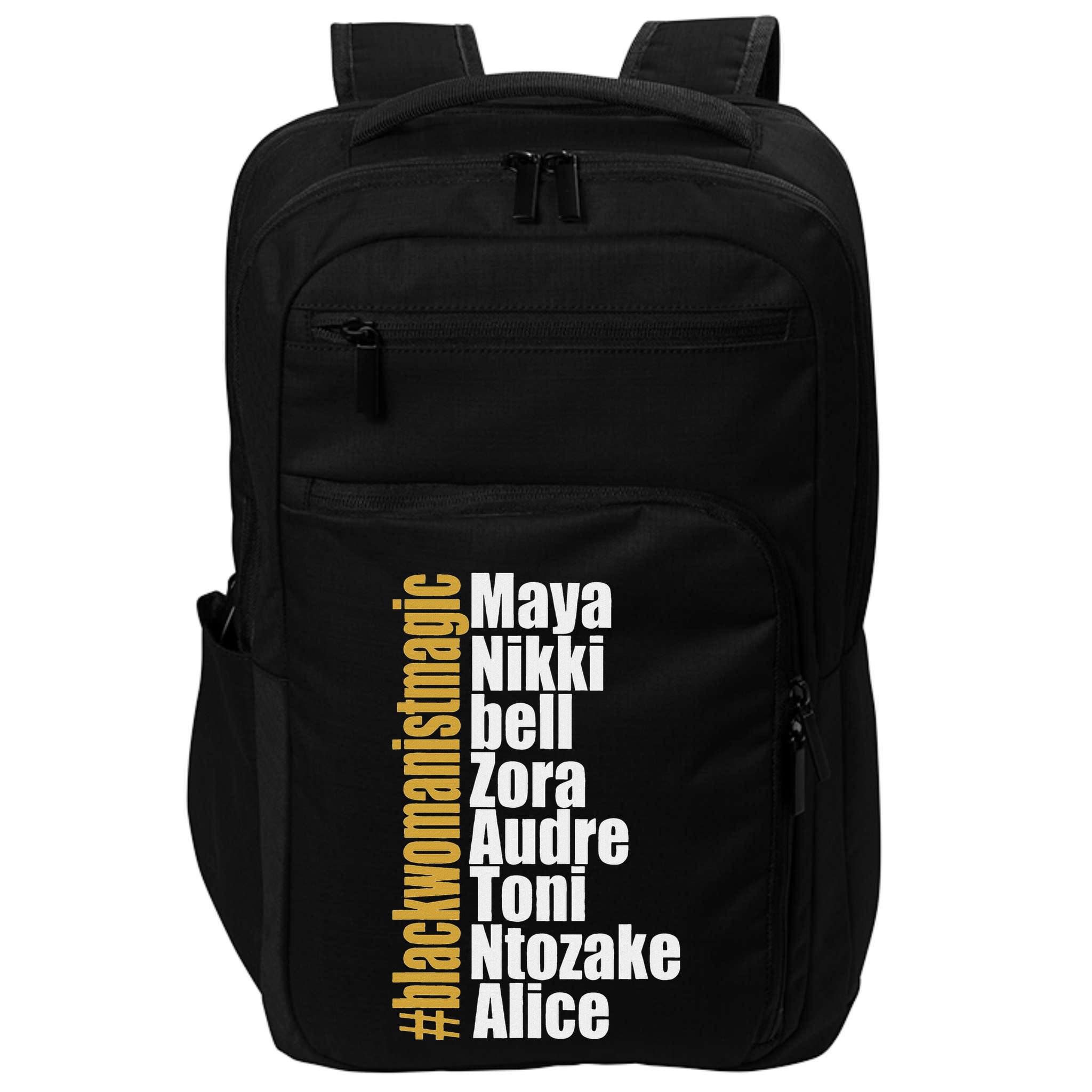 Maya Nikki Bell Zora Audre Toni Ntozake Alice Womanism Magic Impact Tech Backpack