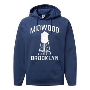 Midwood Nyc Brooklynite Gift Brooklyn Water Tower Gift Performance Fleece Hoodie