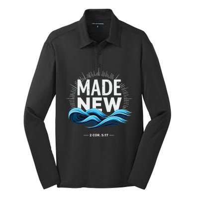 Made New Baptized Baptism Silk Touch Performance Long Sleeve Polo