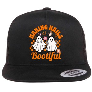 Making Nails Bootiful Halloween For Nail Technicians Artists Flat Bill Trucker Hat