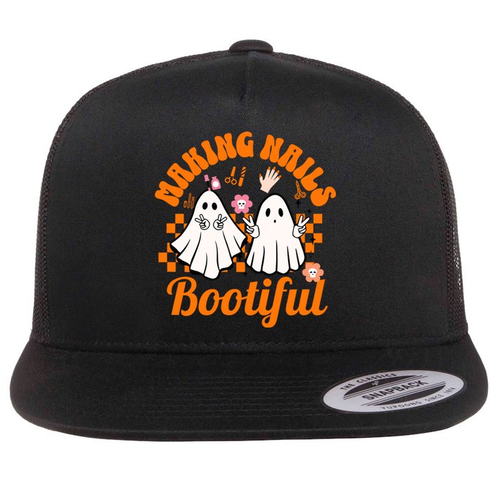 Making Nails Bootiful Halloween For Nail Technicians Artists Flat Bill Trucker Hat