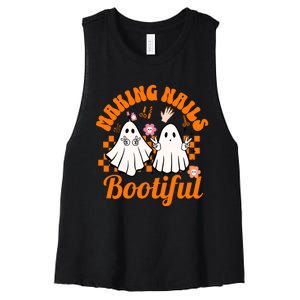 Making Nails Bootiful Halloween For Nail Technicians Artists Women's Racerback Cropped Tank