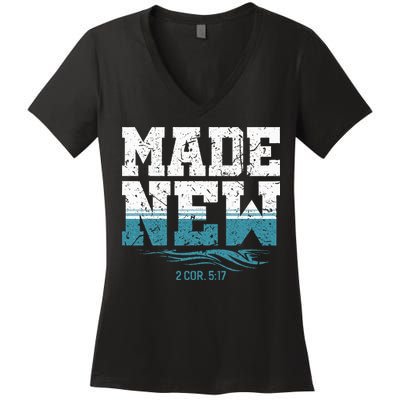 Made New Baptism Christian Women's V-Neck T-Shirt
