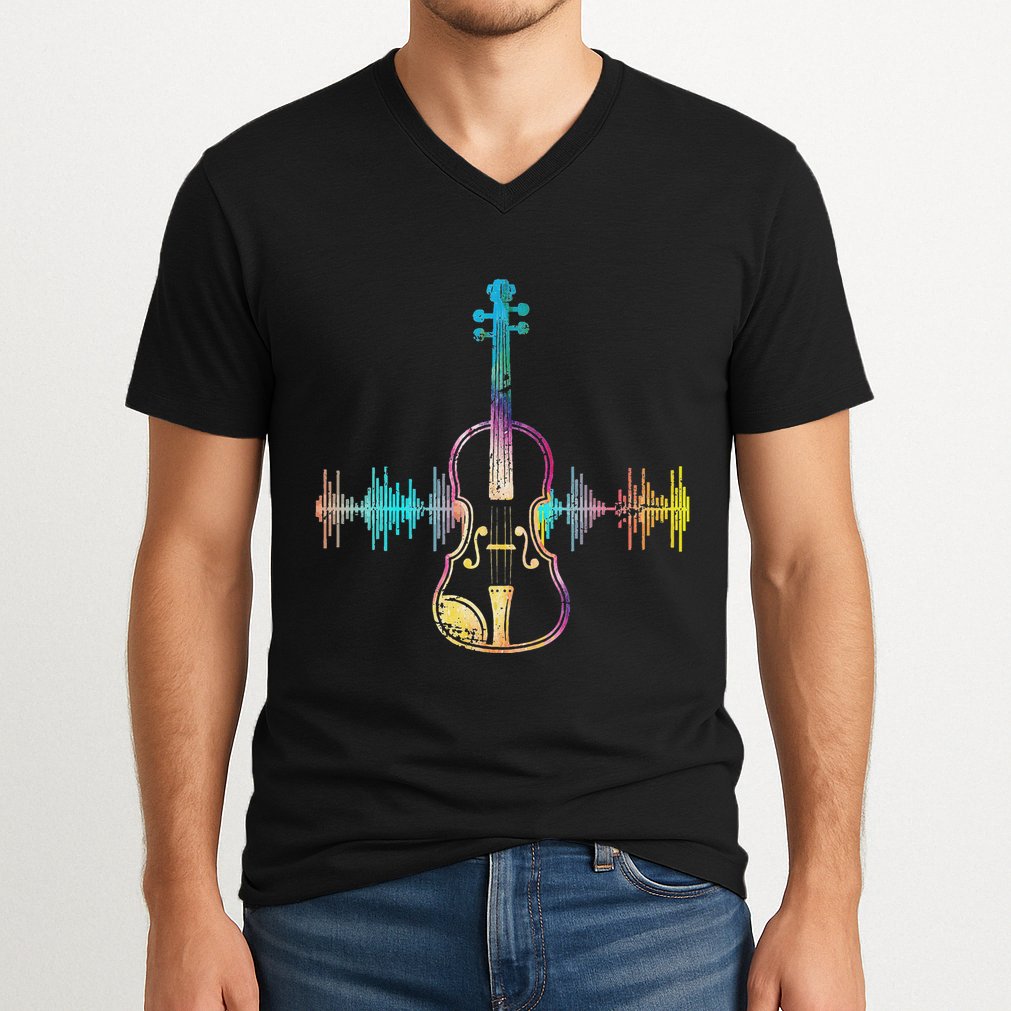 Music Notes Classical Musician Violin Player Gift Violin V-Neck T-Shirt