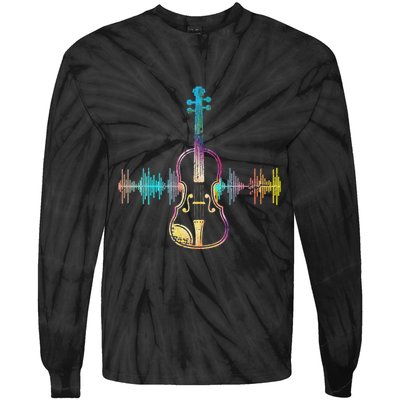 Music Notes Classical Musician Violin Player Gift Violin Tie-Dye Long Sleeve Shirt
