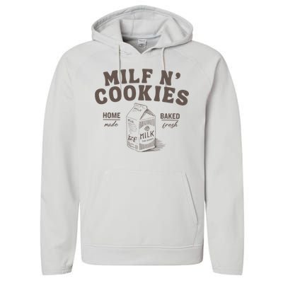 Milf N Cookies Stay At Home Performance Fleece Hoodie