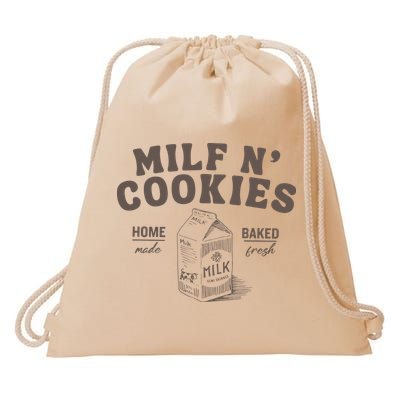 Milf N Cookies Stay At Home Drawstring Bag