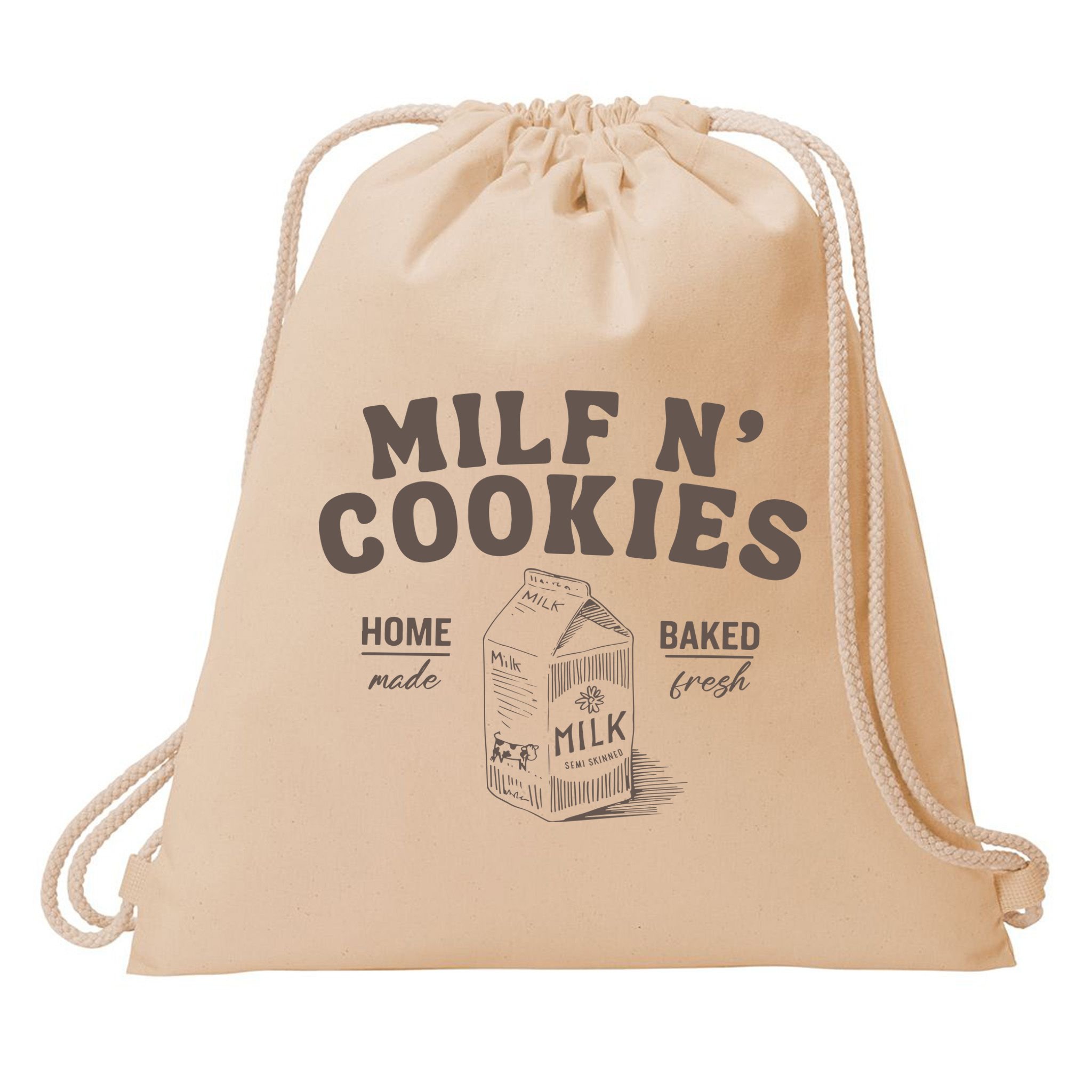 Milf N Cookies Stay At Home Drawstring Bag