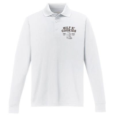 Milf N Cookies Stay At Home Performance Long Sleeve Polo