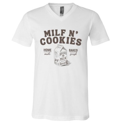 Milf N Cookies Stay At Home V-Neck T-Shirt