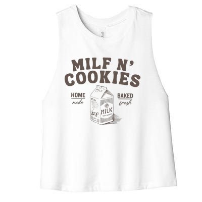 Milf N Cookies Stay At Home Women's Racerback Cropped Tank