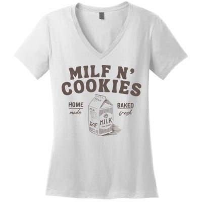 Milf N Cookies Stay At Home Women's V-Neck T-Shirt