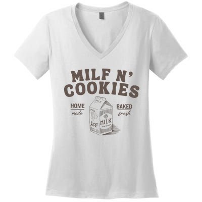 Milf N Cookies Stay At Home Women's V-Neck T-Shirt