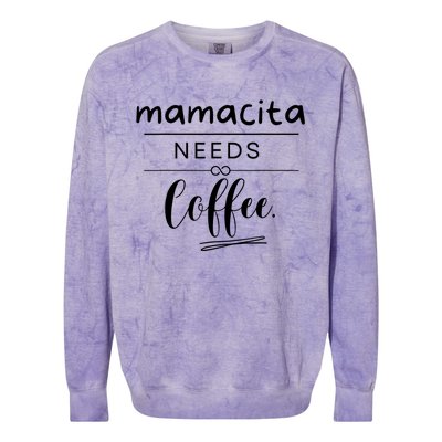 Mamacita Needs Coffee Colorblast Crewneck Sweatshirt