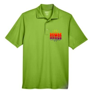 Mom Needs Coffee Funny Mama Life Gift Men's Origin Performance Pique Polo