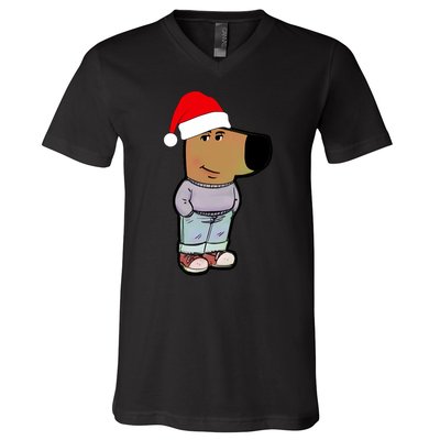 My New Character Is A Chill Guy Funny Christmas Dog Meme V-Neck T-Shirt