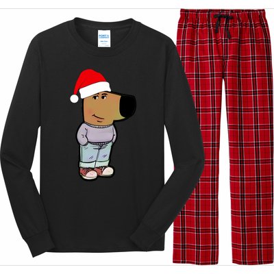 My New Character Is A Chill Guy Funny Christmas Dog Meme Long Sleeve Pajama Set