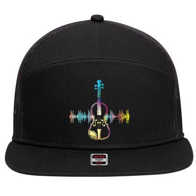 Music Notes Classical Musician Violin Player Gift Violin 7 Panel Mesh Trucker Snapback Hat