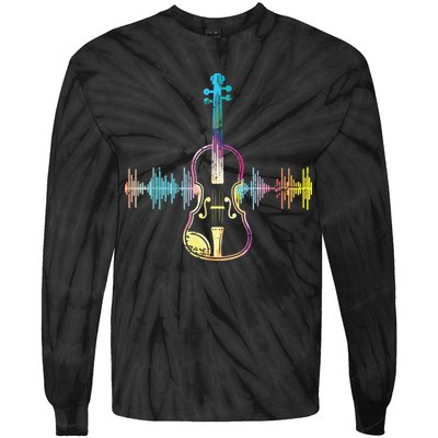 Music Notes Classical Musician Violin Player Gift Violin Tie-Dye Long Sleeve Shirt
