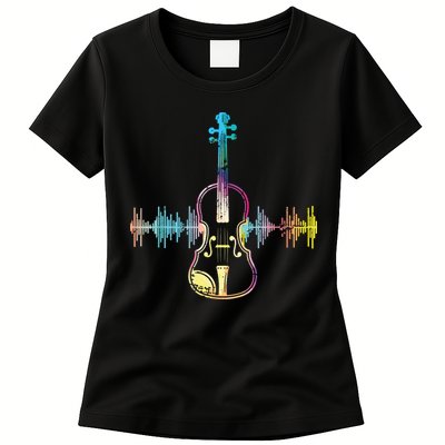 Music Notes Classical Musician Violin Player Gift Violin Womens T-Shirt