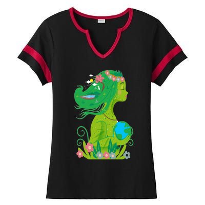 Mother Nature Conservation Earth Earth Day Druid Gift Meaningful Gift Ladies Halftime Notch Neck Tee