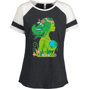 Mother Nature Conservation Earth Earth Day Druid Gift Meaningful Gift Enza Ladies Jersey Colorblock Tee