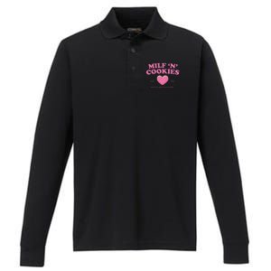 Milf ‘N’ Cookies Love Home Made Baked Fresh Keep You Coming Performance Long Sleeve Polo