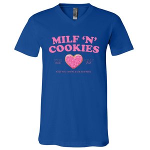 Milf ‘N’ Cookies Love Home Made Baked Fresh Keep You Coming V-Neck T-Shirt