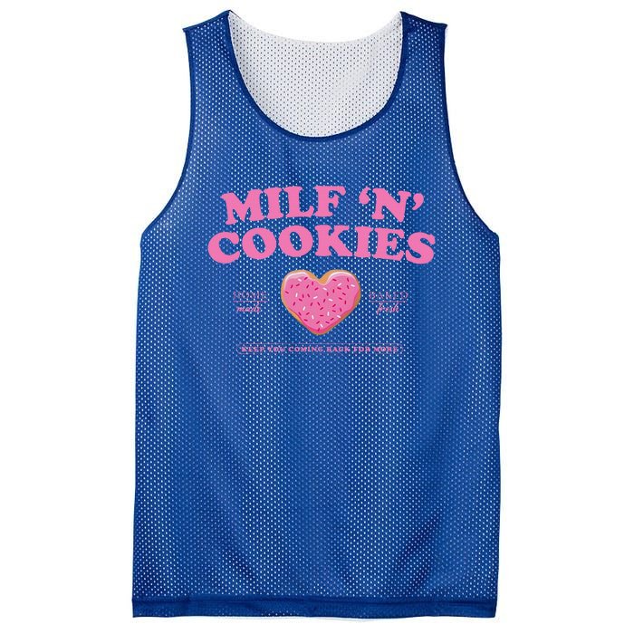 Milf ‘N’ Cookies Love Home Made Baked Fresh Keep You Coming Mesh Reversible Basketball Jersey Tank