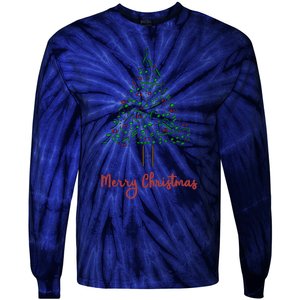 Musical Notes Christmas Tree Tie-Dye Long Sleeve Shirt