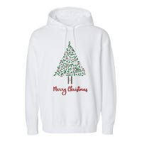 Musical Notes Christmas Tree Garment-Dyed Fleece Hoodie