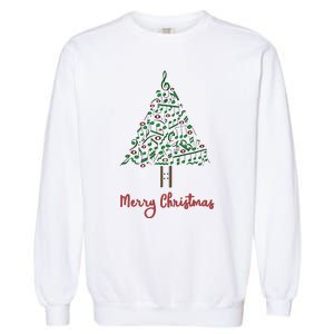 Musical Notes Christmas Tree Garment-Dyed Sweatshirt