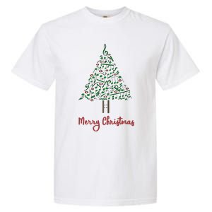 Musical Notes Christmas Tree Garment-Dyed Heavyweight T-Shirt