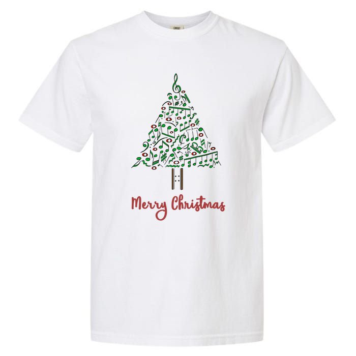 Musical Notes Christmas Tree Garment-Dyed Heavyweight T-Shirt